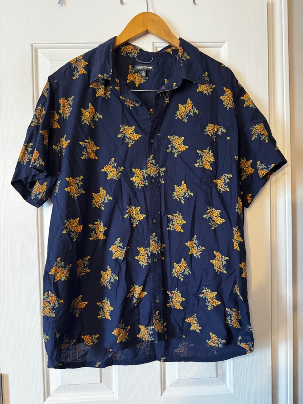 Toad&Co Mattock II Dark Indigo Tree Print Organic Cotton Shirt Men's XL